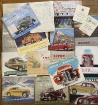 Motoring Interest: A collection of assorted vintage car brochures to include: Austin Atlantic, A40