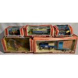 Britains: A collection of assorted Britains Farm implements to include: Land Rover with Horse Box