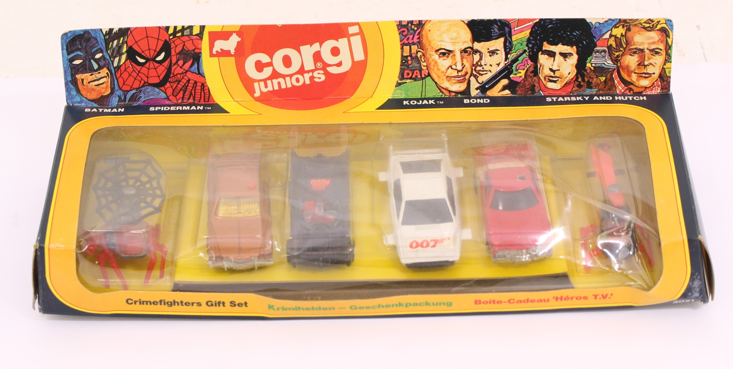 Corgi: A boxed Corgi Juniors, Crimefighters Gift Set, Reference No. 3021. Containing six cars to - Image 2 of 3