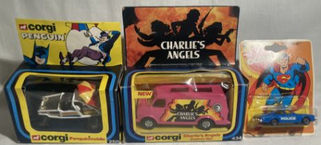 Corgi: A collection of three Corgi Toys vehicles to comprise: Penguinmobile 259, Charlie's Angels