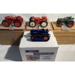 Diecast: A collection of four boxed diecast tractors to include: Meg’s Model Tractor, Fordson County