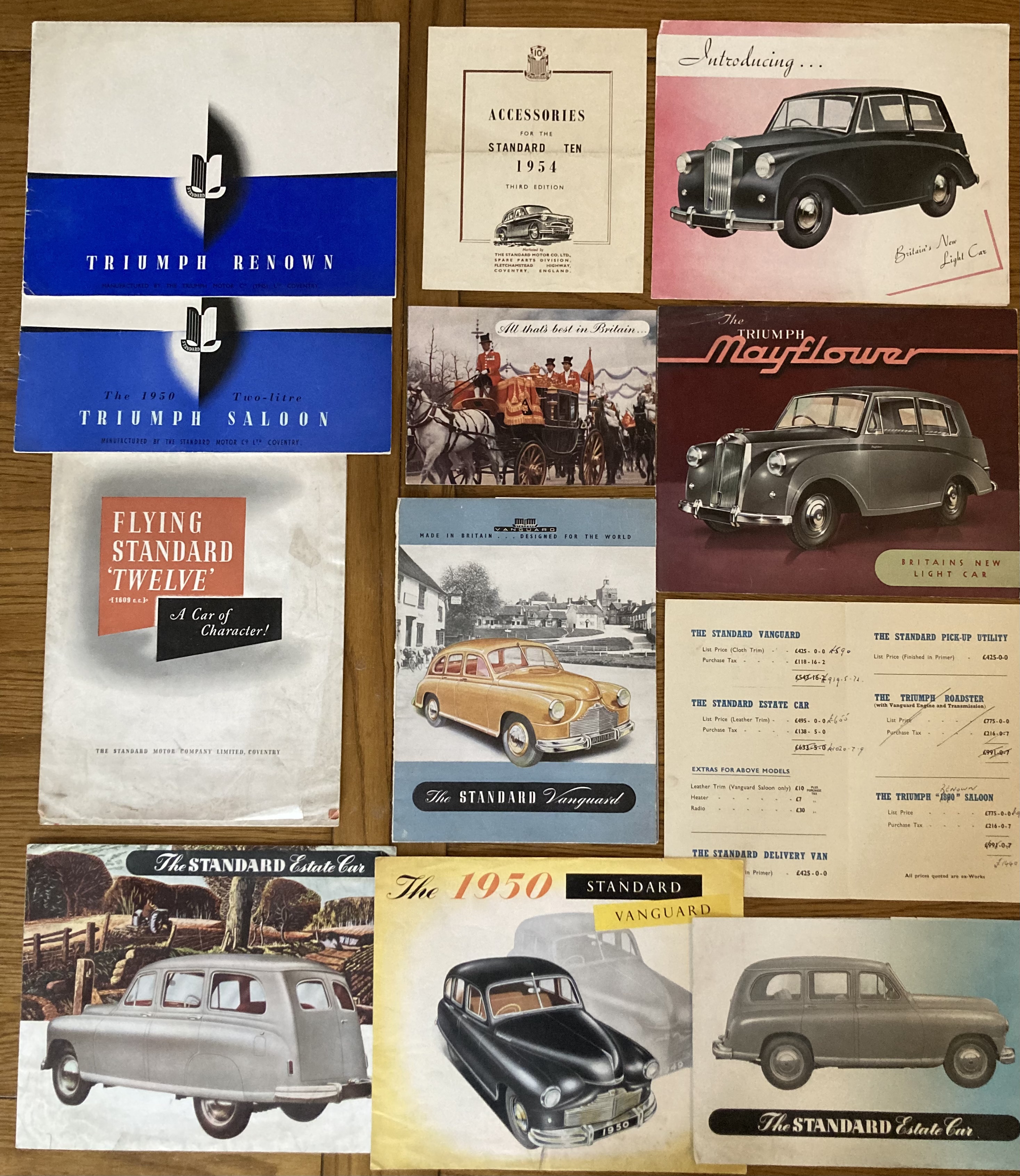 Motoring Interest: A collection of assorted vintage car brochures to include: 1950’s Triumph and