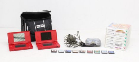 Nintendo: A pair of unboxed Nintendo DS Lite consoles; and a collection of six assorted cased games,