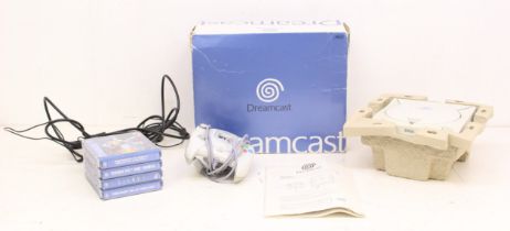 Dreamcast: A boxed Sega Dreamcast console, complete with controller, instructions and power cable;