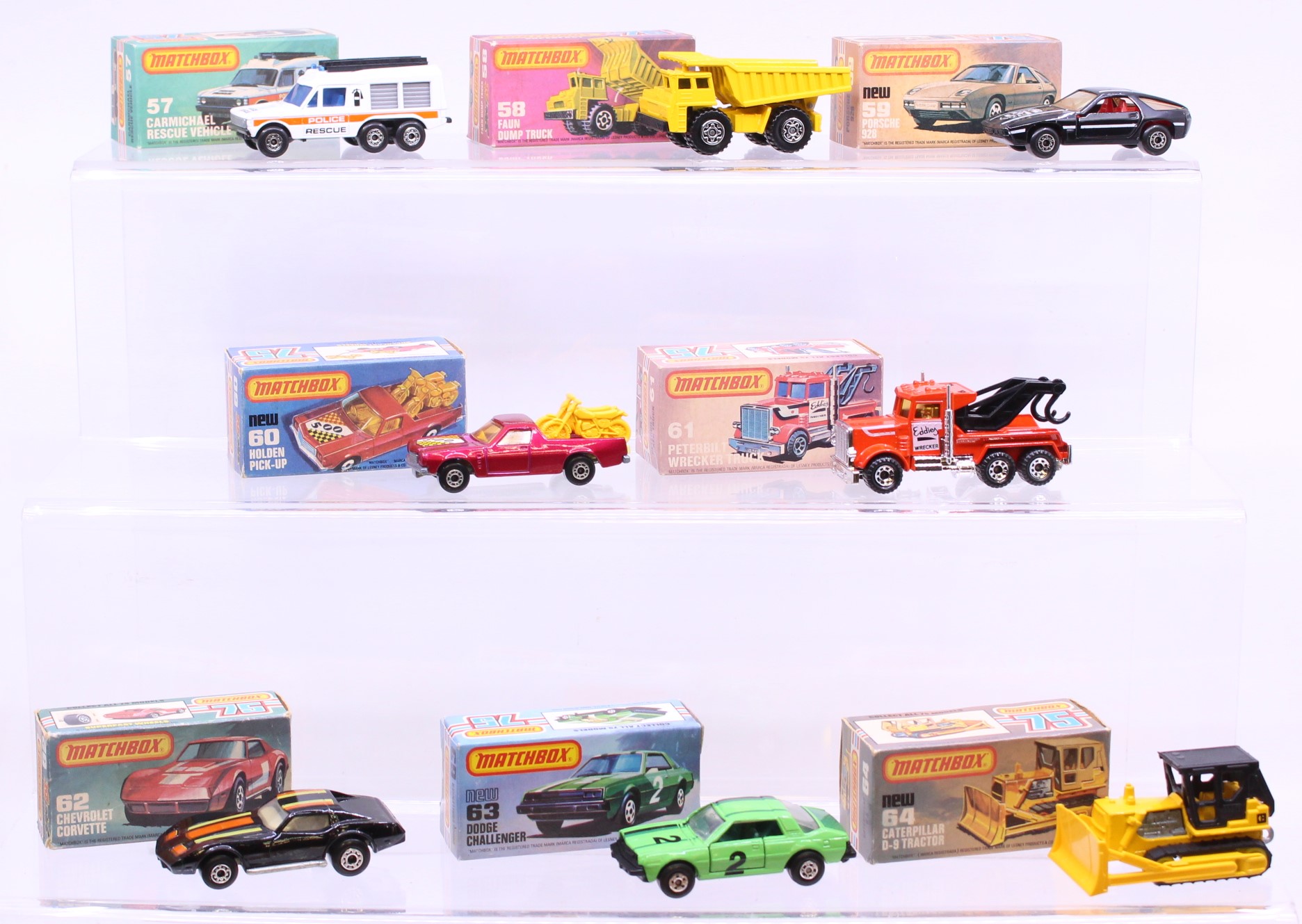 Matchbox: A collection of eight assorted boxed Matchbox 75 Series vehicles to comprise: Carmichael