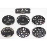 Railwayana: A collection of seven assorted wagon plates to include: Midland Railway, LMS and other