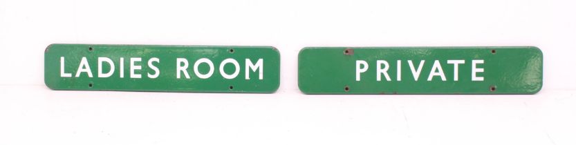 Railwayana: A pair of British Railways (S) green enamel signs, 'Ladies Room' and 'Private'. Enamel