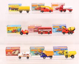 Matchbox: A collection of nine assorted boxed Matchbox 75 Series vehicles to comprise: Mercedes