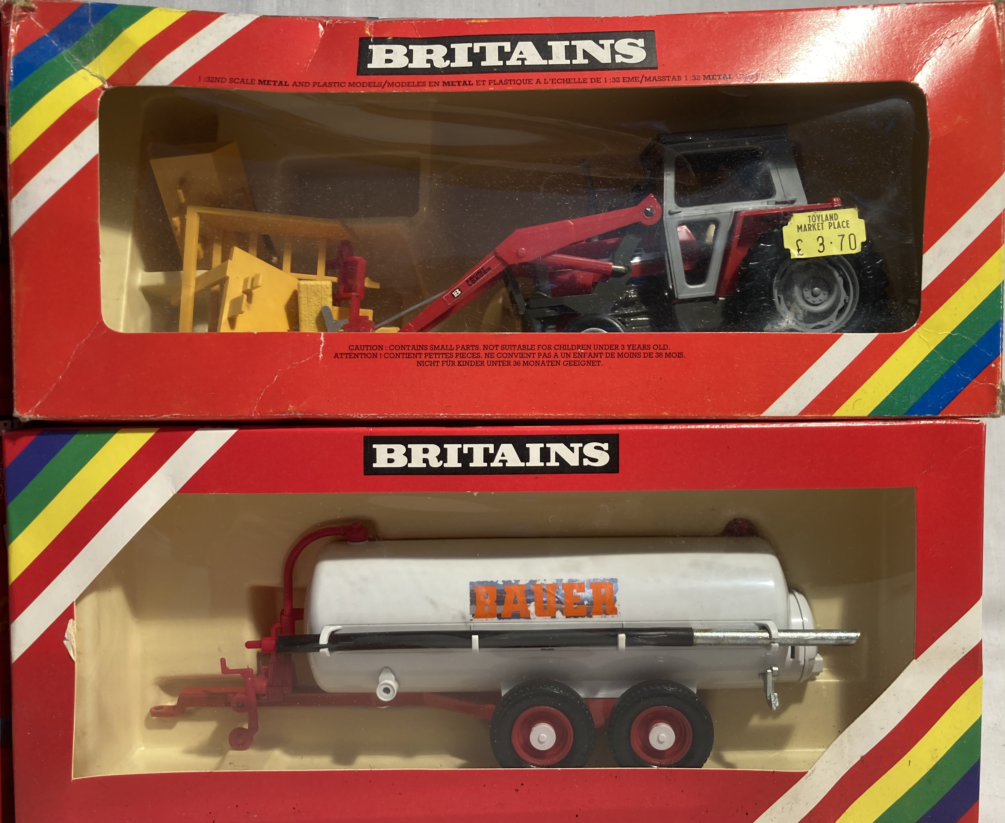 Britains: A collection of assorted Britains farm tractors and implements to include: rare 9516 - Image 3 of 4