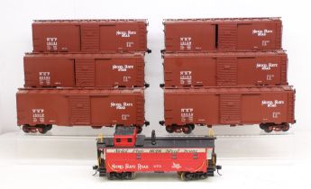 Nickel Plate Road: A collection of seven G Gauge Nickel Plate Road rolling stock wagons. Generally