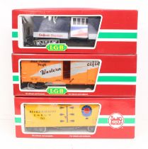 LGB: A collection of three boxed Lehmann-Gross-Bahn, G Gauge, rolling stock wagons to comprise: