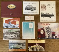 Motoring Interest: A collection of assorted vintage car brochures to include: 1940/50’s Wolseley