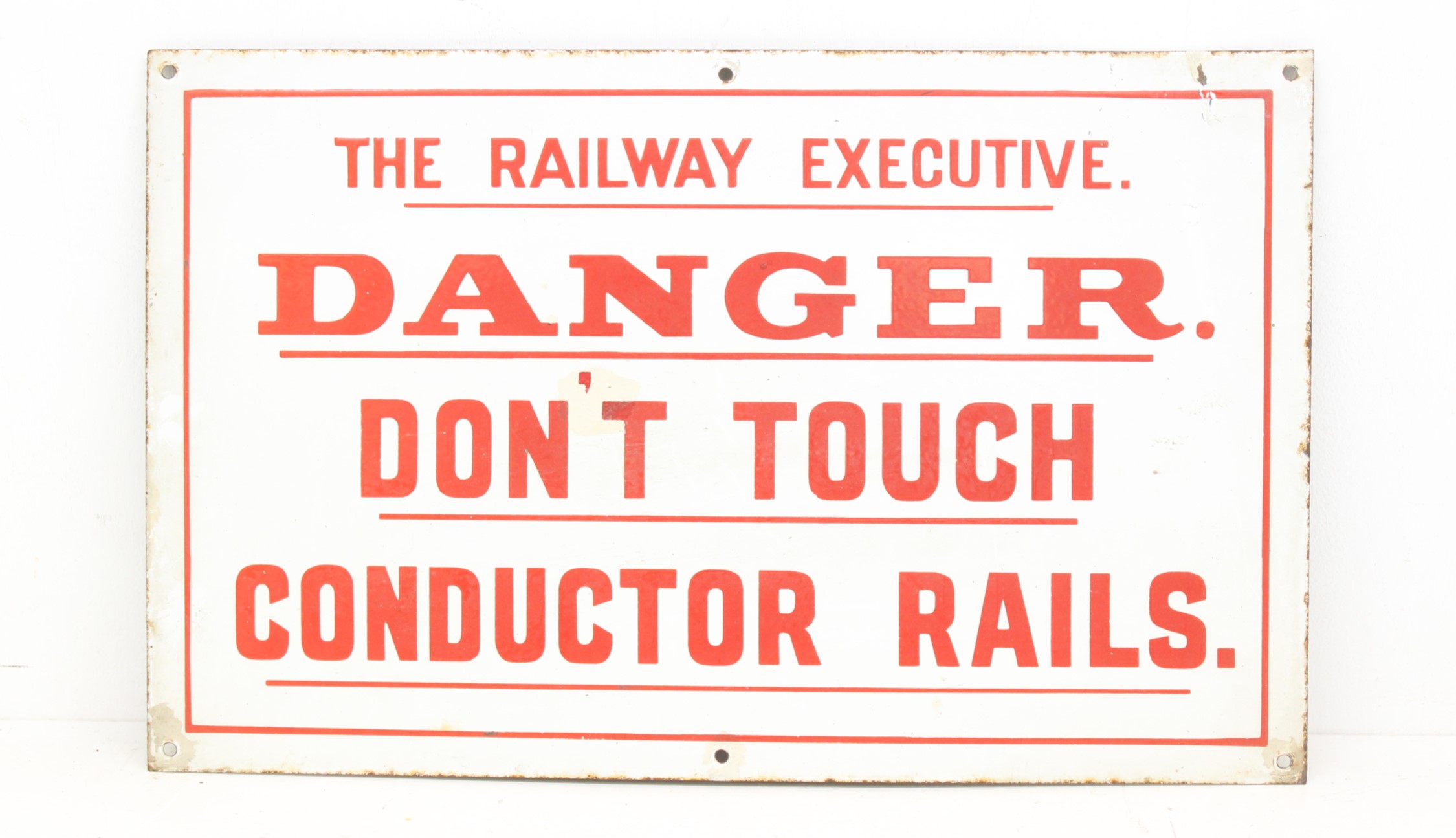 Railwayana: A 20th century, British Railway, 'The Railway Executive DANGER Don't Touch Conductor