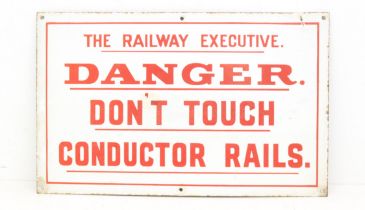 Railwayana: A 20th century, British Railway, 'The Railway Executive DANGER Don't Touch Conductor