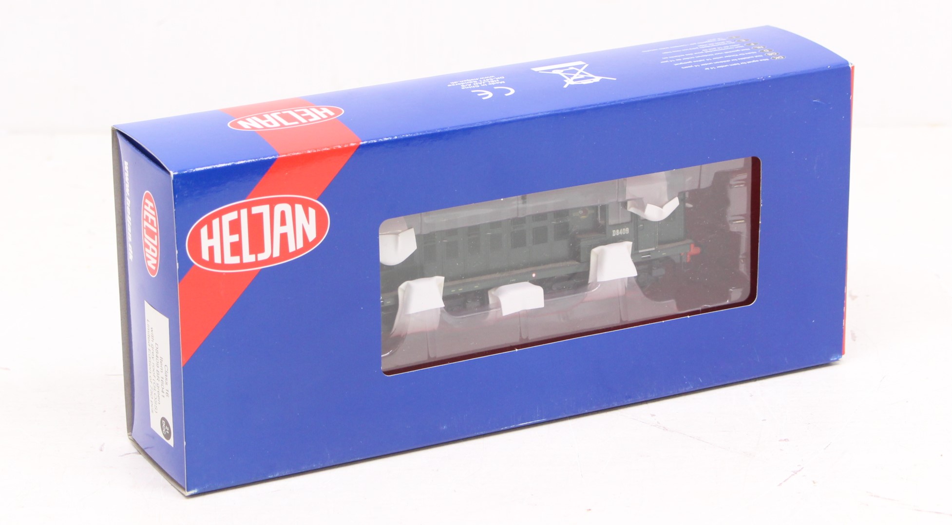 Heljan: A boxed Heljan, OO Gauge, Class 16 D8409 BR Green with Grey Roof (Gloss), Reference 16041.