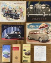 Motoring Interest: A collection of assorted vintage car brochures to include: Ford Prefect,