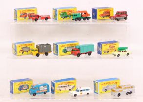 Matchbox: A collection of nine assorted boxed Matchbox 75 Series vehicles to comprise: Fire Pumper