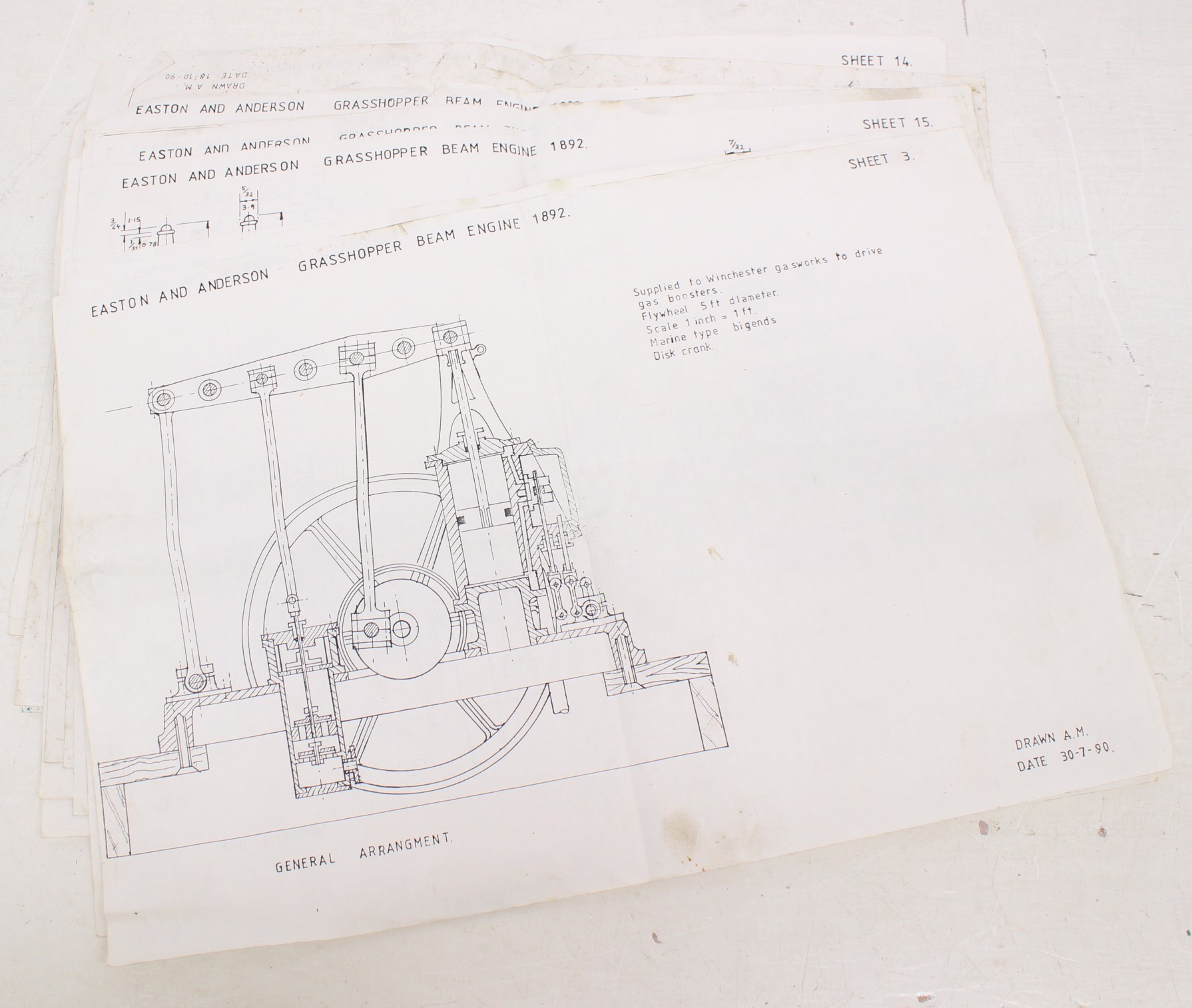 Easton & Anderson: An Easton & Anderson Grasshopper Beam Engine, Built by D. Parker, Derby 1993, - Image 5 of 5