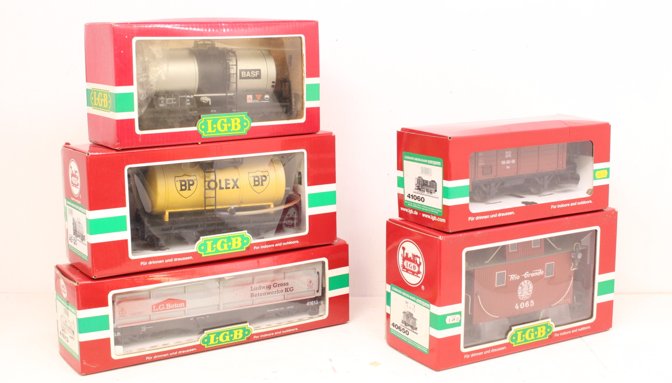 LGB: A collection of five boxed Lehmann-Gross-Bahn, G Gauge, rolling stock wagons to comprise: - Image 2 of 3