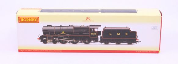 Hornby: A boxed Hornby, OO Gauge, LMS 4-6-0 Royal Scot Class 7P Locomotive and Tender 'The Green