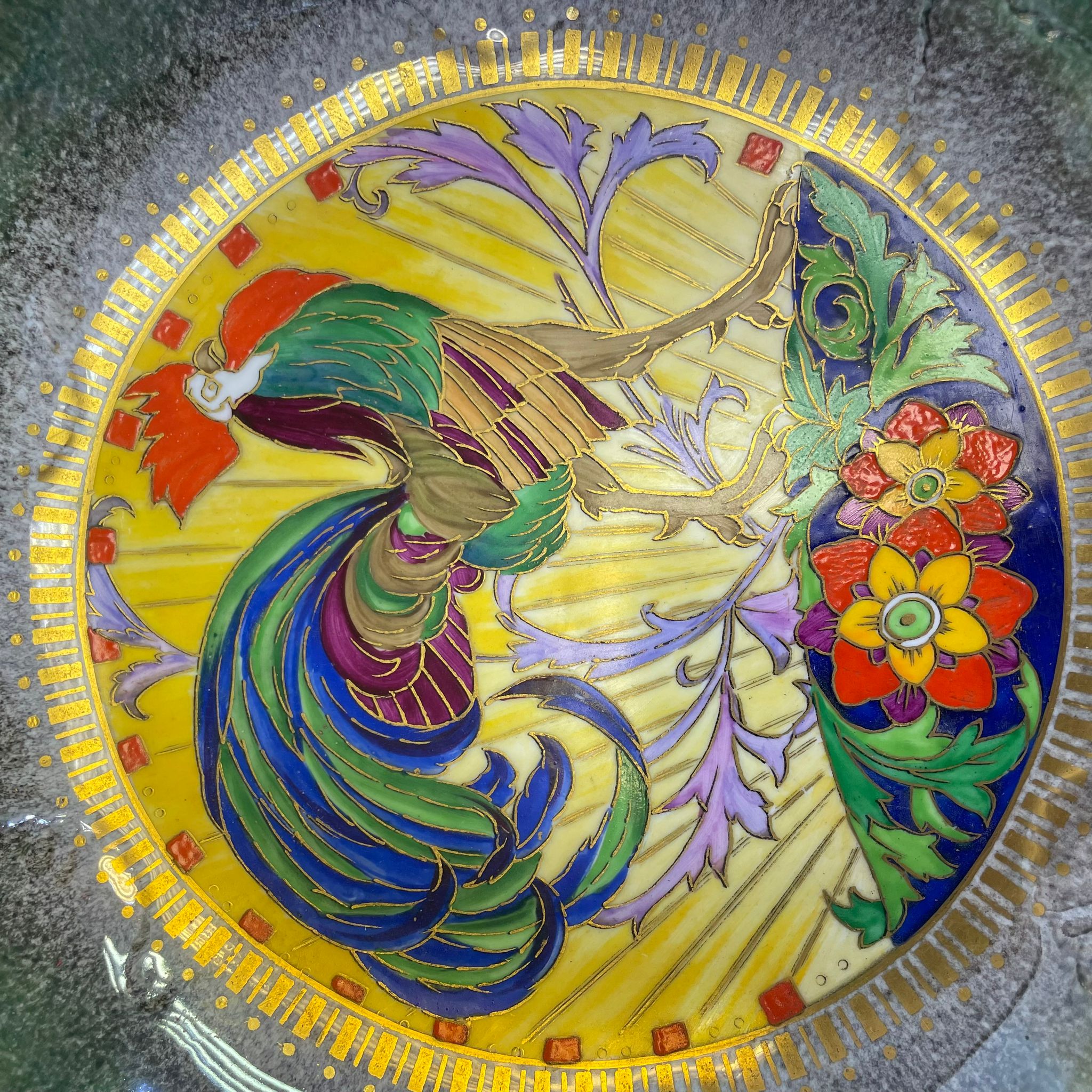 A Minton Lustre bowl, circa 1930s with internal cockerel design. Approximately 26cm by 9cm. In - Image 5 of 6