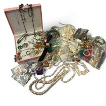 A large collection of finished jewellery and jewellery making consumables. To include 20 strands