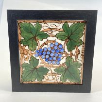 ***AWAY*** Sherwins Lock Back Tile, England. Painted vine leaves and grapes