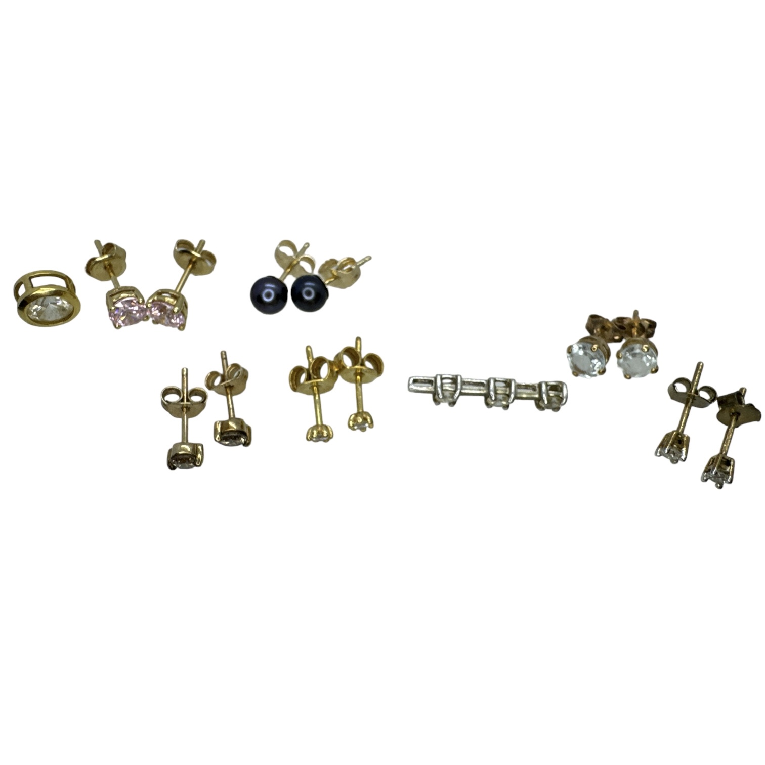 A collection of gold earrings and pendants, to include three pairs of diamond studs. Comprising a - Image 2 of 2