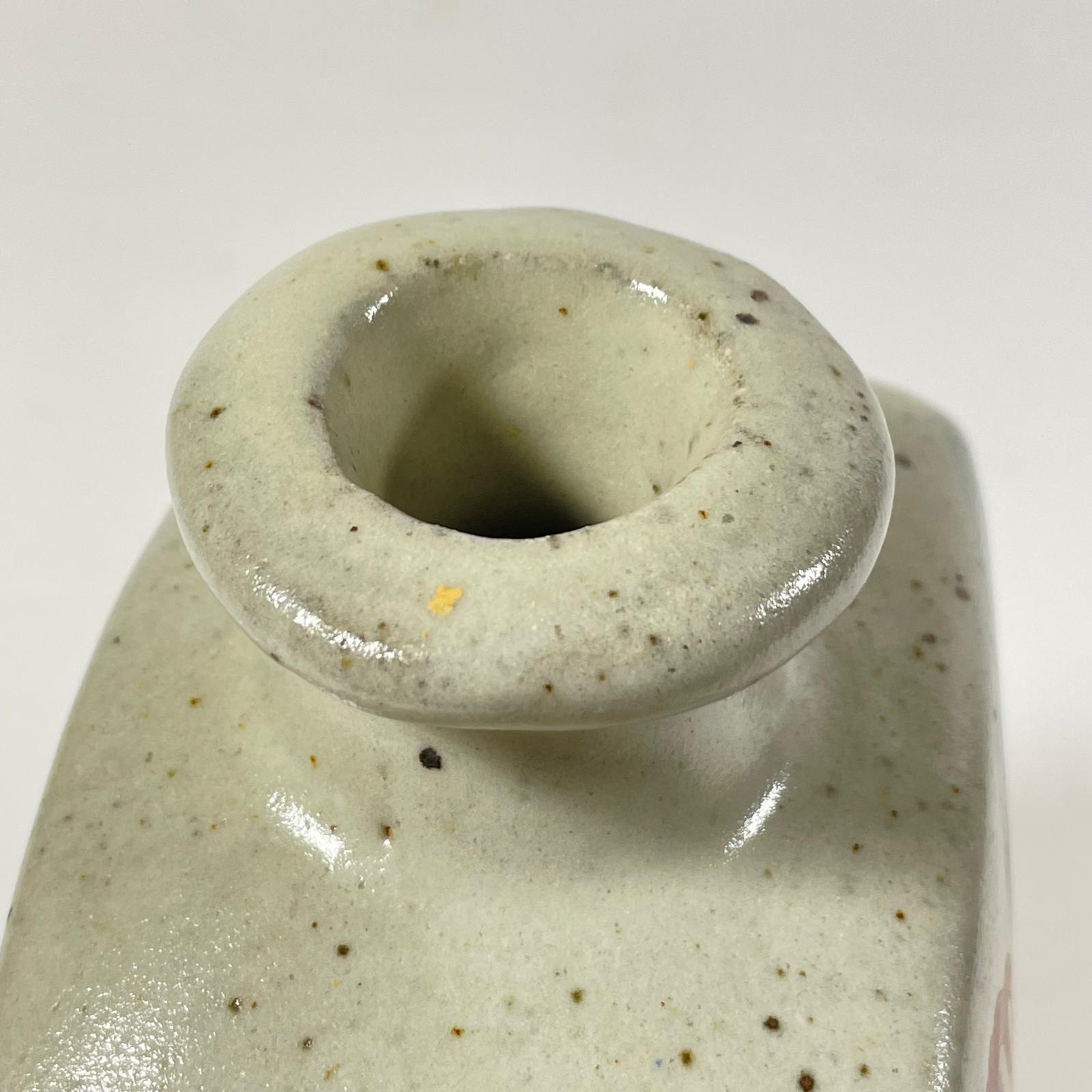 Attributed To Bernard Leach Unmarked Stoneware Bottle Vase Of Square Form Pale Grey With Alternating - Image 5 of 8