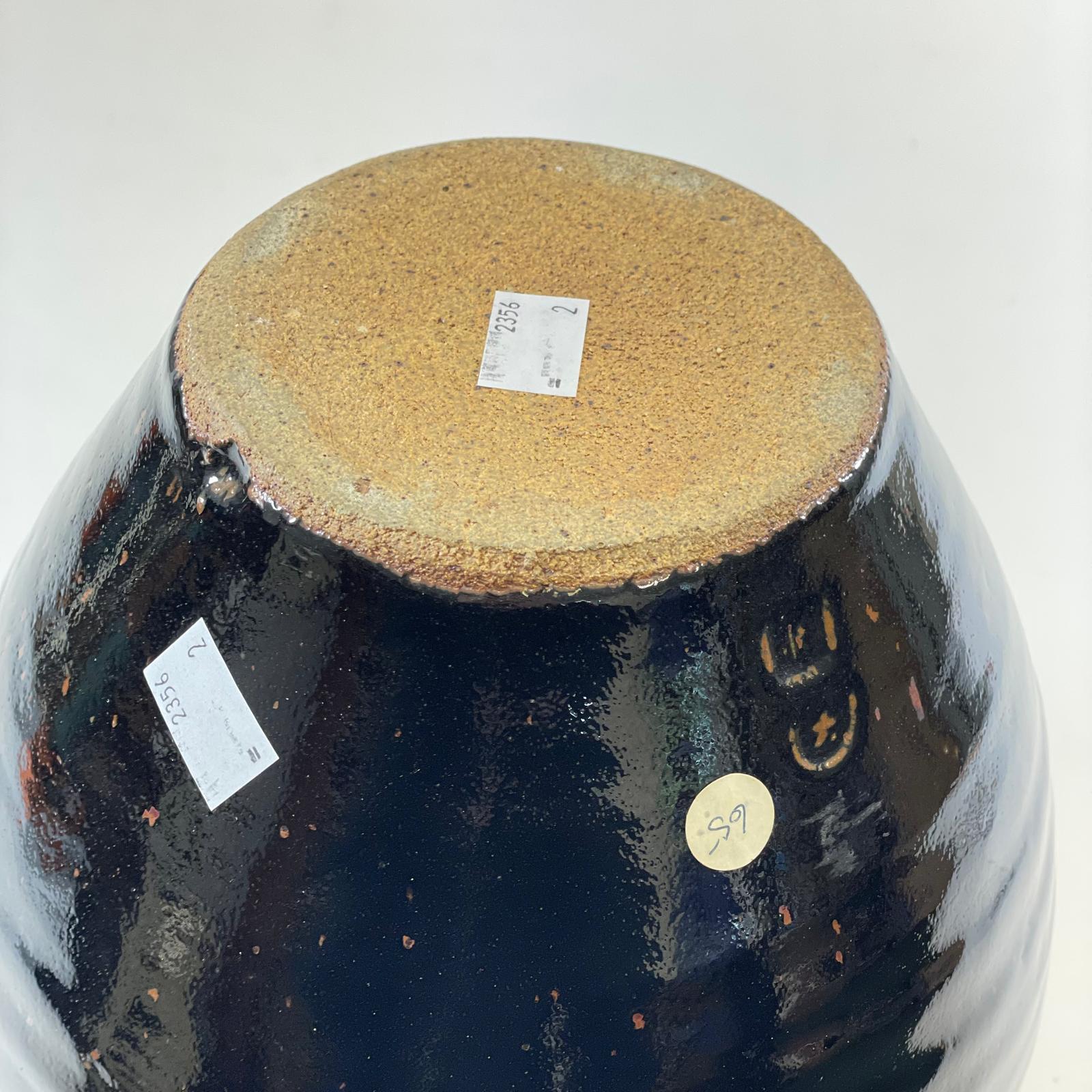 Large Bernard Leach Stoneware Vase Tenmoku Type Glaze BL & St Ives Marks  Marks obscured by glaze. - Image 6 of 6