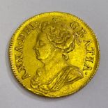 Great Britain Queen Anne 1702-14 Gold Guinea. Dated 1714. Drape Bust of Queen Anne facing left,