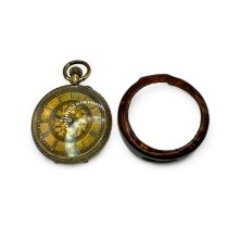 A ladies "18k" stamped Swiss fob watch, bearing the Helvetia standard mark for 18ct gold.  Gilded