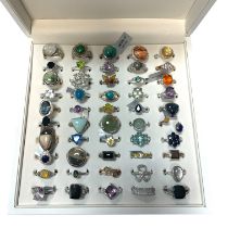 A collection of fifty 925 gem set rings, largely from Gemporia/Gems TV. A number new with tags.