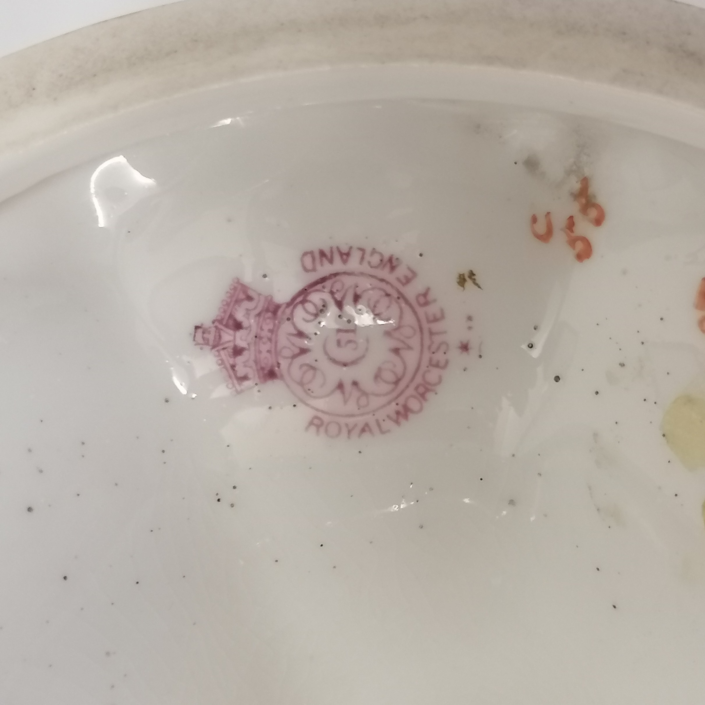 A Royal Worcester hand painted with fruit tazza. Signed by F Roberts (Frank Roberts). Puce mark. - Image 2 of 5