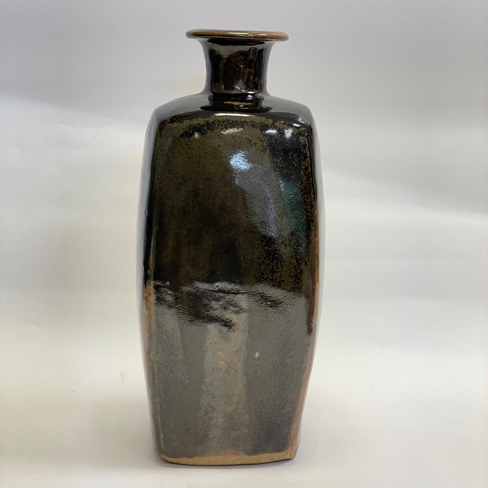 Large Bernard Leach Stoneware Bottle Vase Tenmoku Type Glaze BL & St Ives Marks  Height: 36cm  No - Image 2 of 7