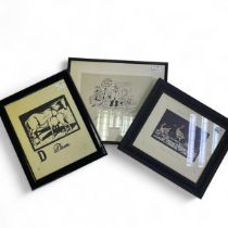 Collection of 3 Pictures Including an original pen cartoon By Larry (Terence Parks) 'Stop Child