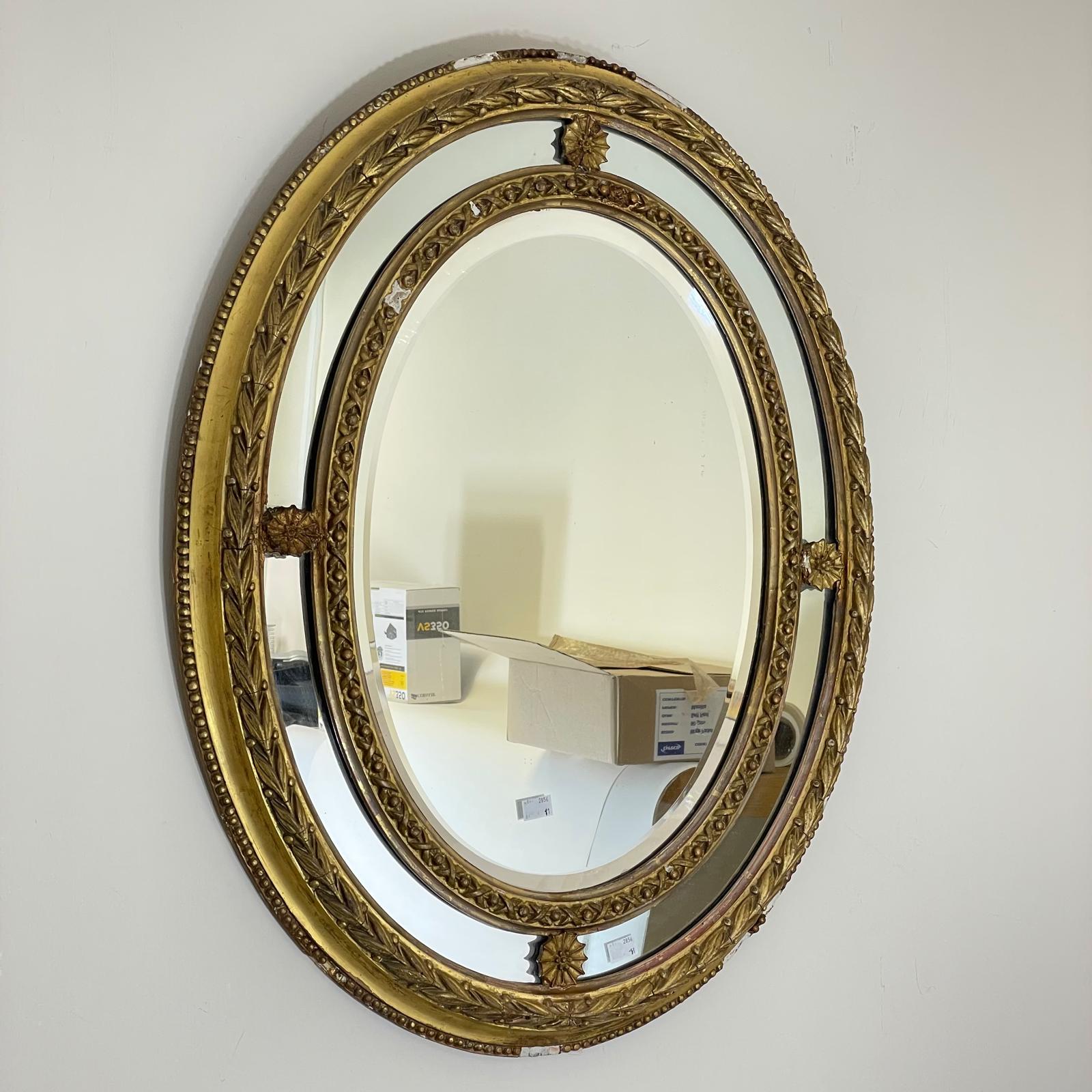 19th Century gilt mirror with Gadrooned Edge. Some losses to gilt. Approximately 79cm High x 63cm