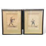 A Pair of Watercolours of theatrical interest of Collett as Julius in the maid of Portugal and as