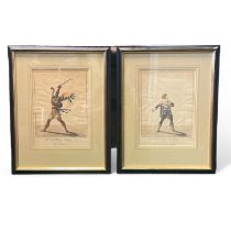 A Pair of Watercolours of theatrical interest of Collett as Julius in the maid of Portugal and as