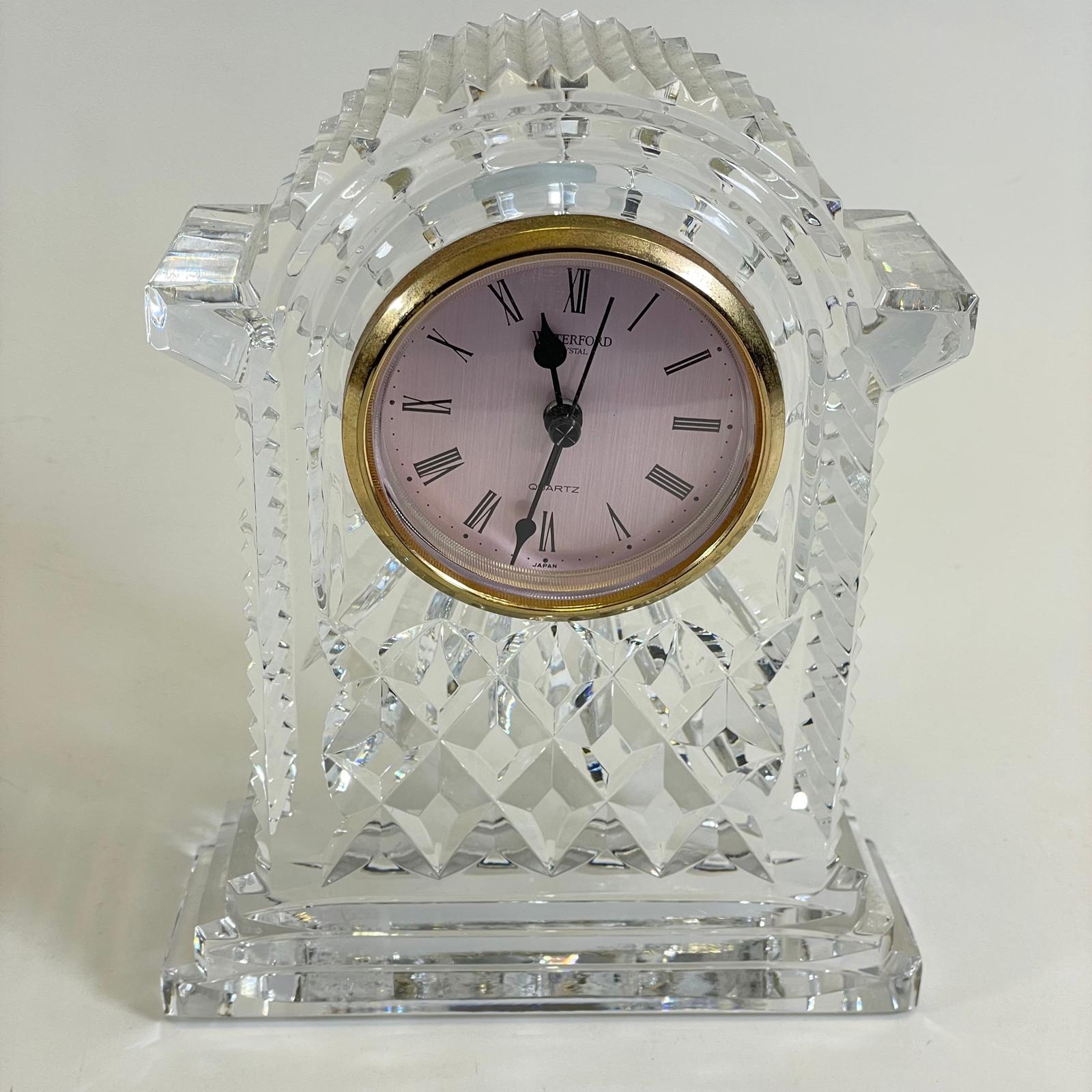 ***AWAY*** Two Waterford Crystal Glass Quartz Mantel Clocks.  19cm & 7cm tall. Both good but not - Image 2 of 3