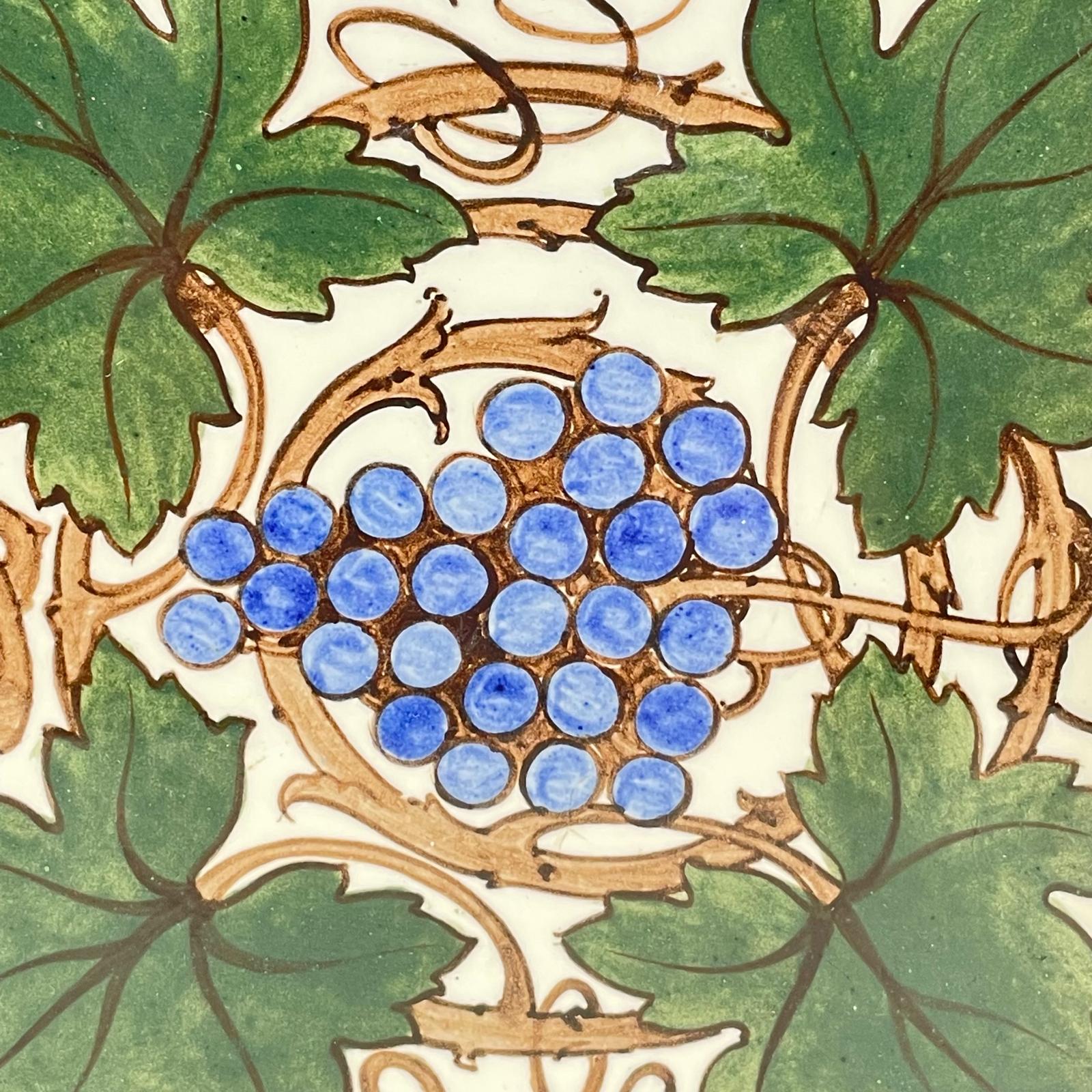 ***AWAY*** Sherwins Lock Back Tile, England. Painted vine leaves and grapes - Image 4 of 4