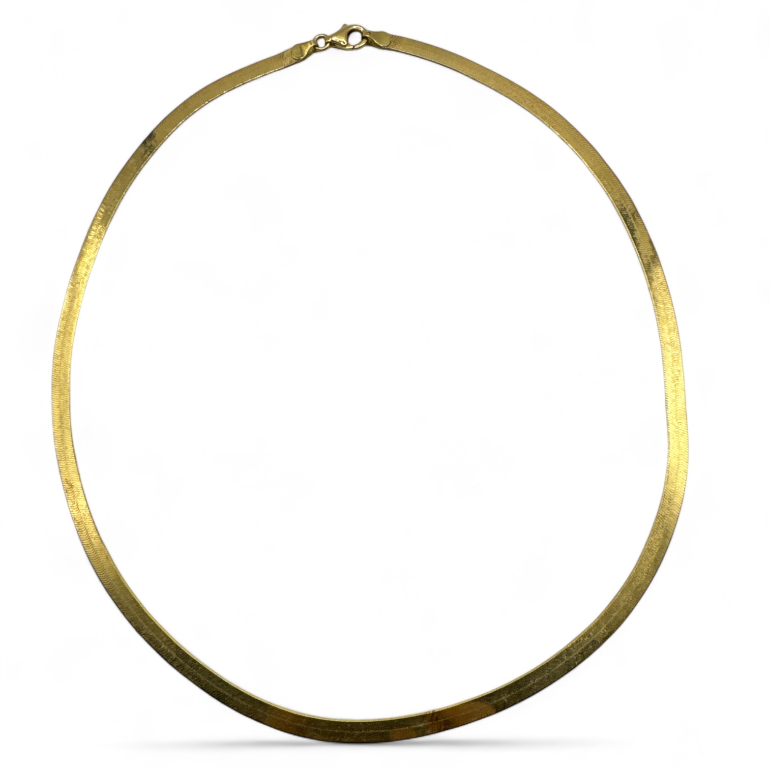 A Portuguese 800 yellow gold ribbon chain necklace. With a lobster clasp. Featuring the Porto