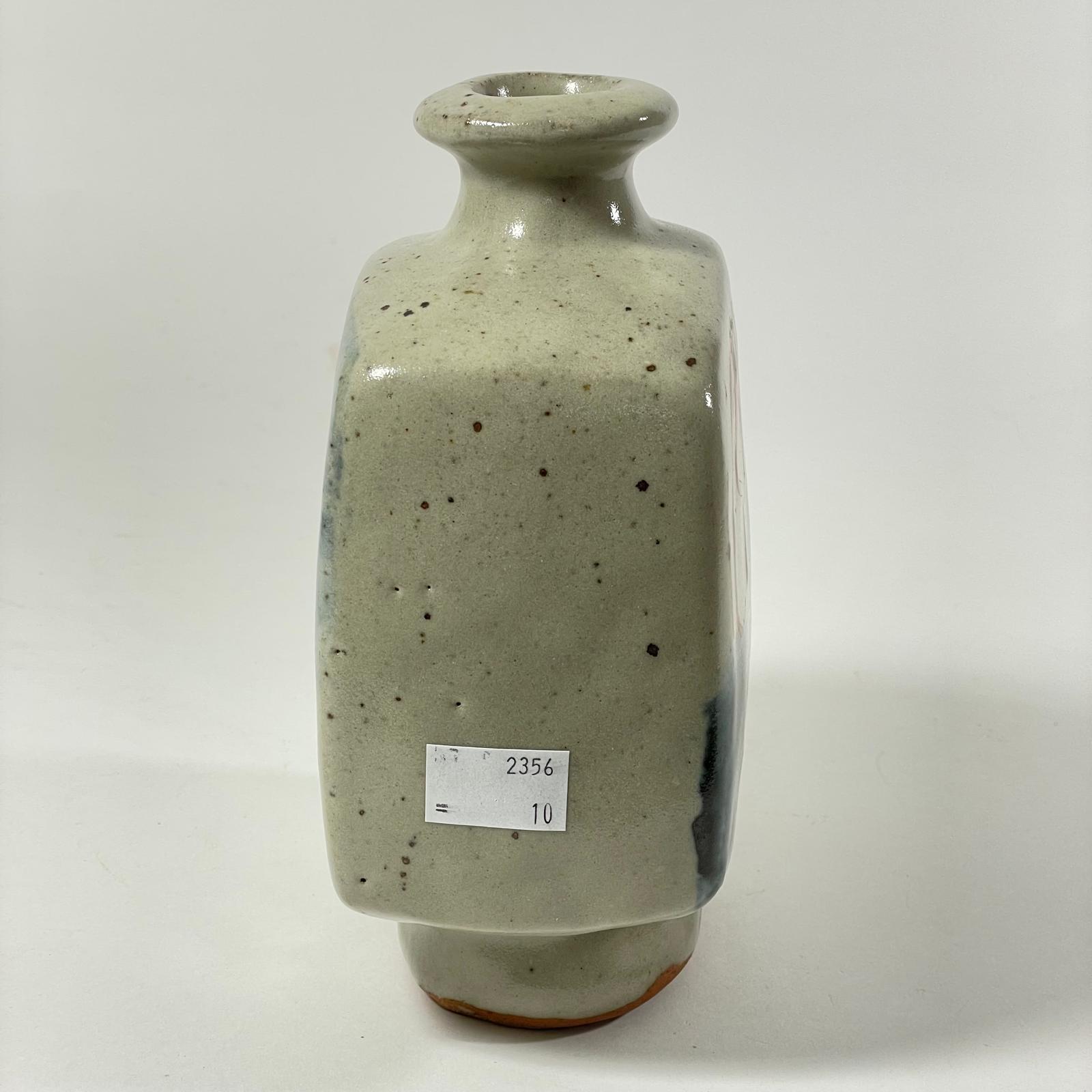 Attributed To Bernard Leach Unmarked Stoneware Bottle Vase Of Square Form Pale Grey With Alternating - Image 3 of 8