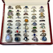 A collection of gem set 925 silver rings, largely by Gemporia/Gems TV, some new with tags. Including