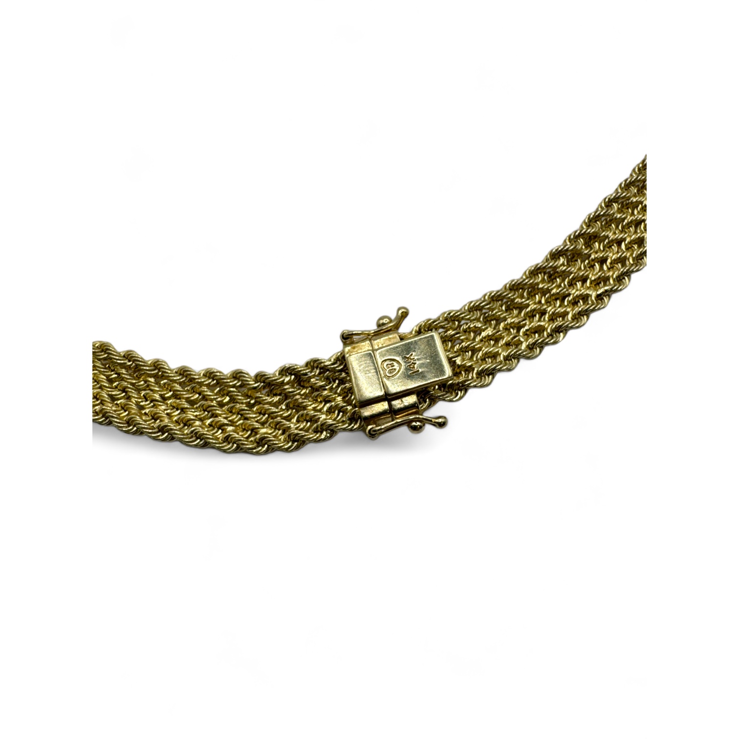 A 14K mesh collar necklace. In yellow precious metal which tests as 14K yellow gold. With box - Image 2 of 2