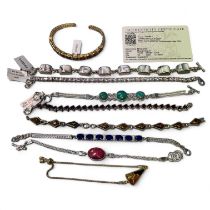 A collection of nine gem set Gemporia bracelets. To include a rainbow moonstone set torc bracelet; A
