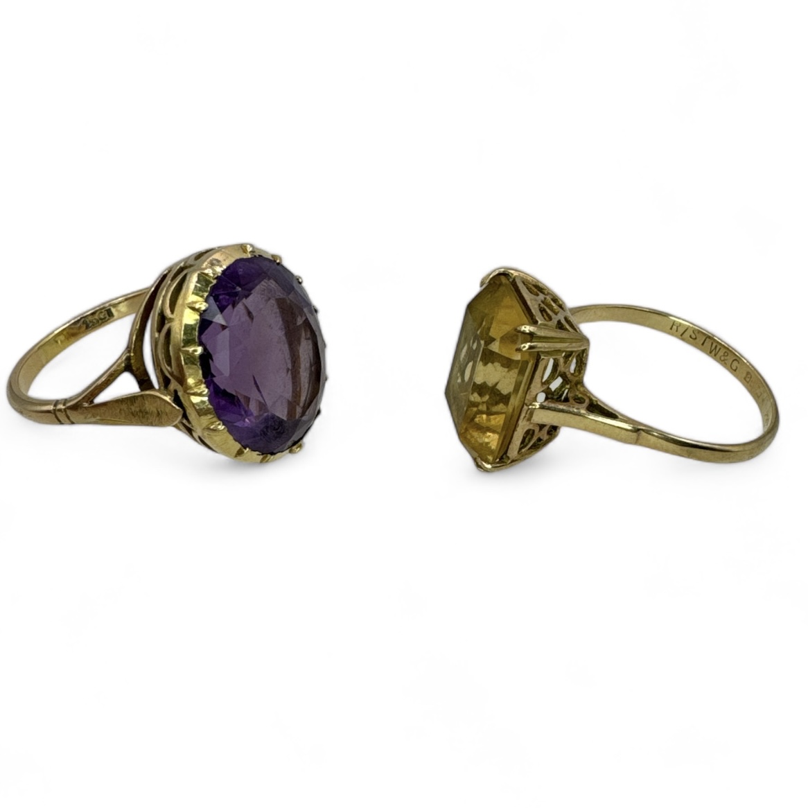 Two gem set cocktail rings - one in 9ct gold, the other stamped "15ct". The 9ct gold ring is set - Bild 2 aus 2