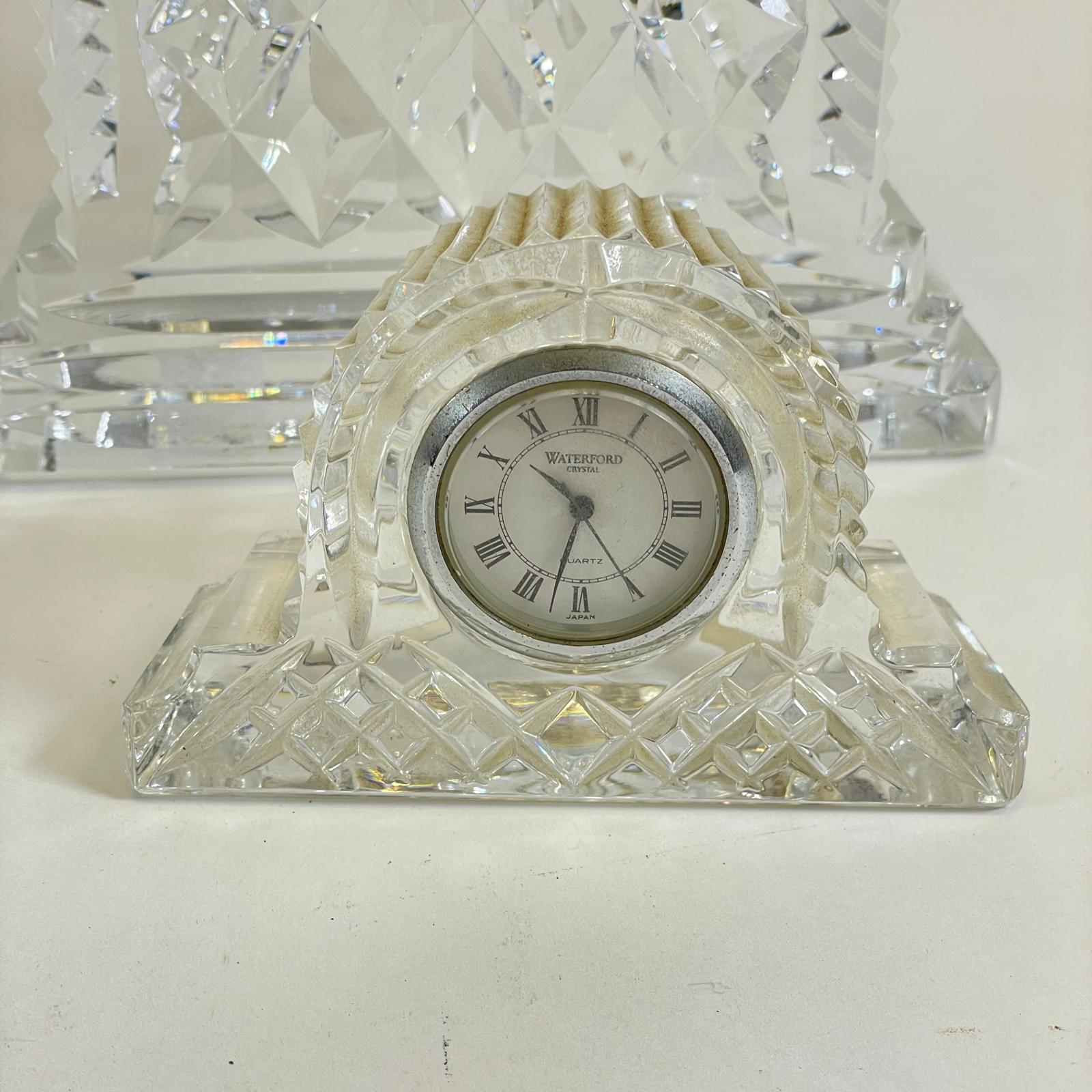 ***AWAY*** Two Waterford Crystal Glass Quartz Mantel Clocks.  19cm & 7cm tall. Both good but not - Image 3 of 3