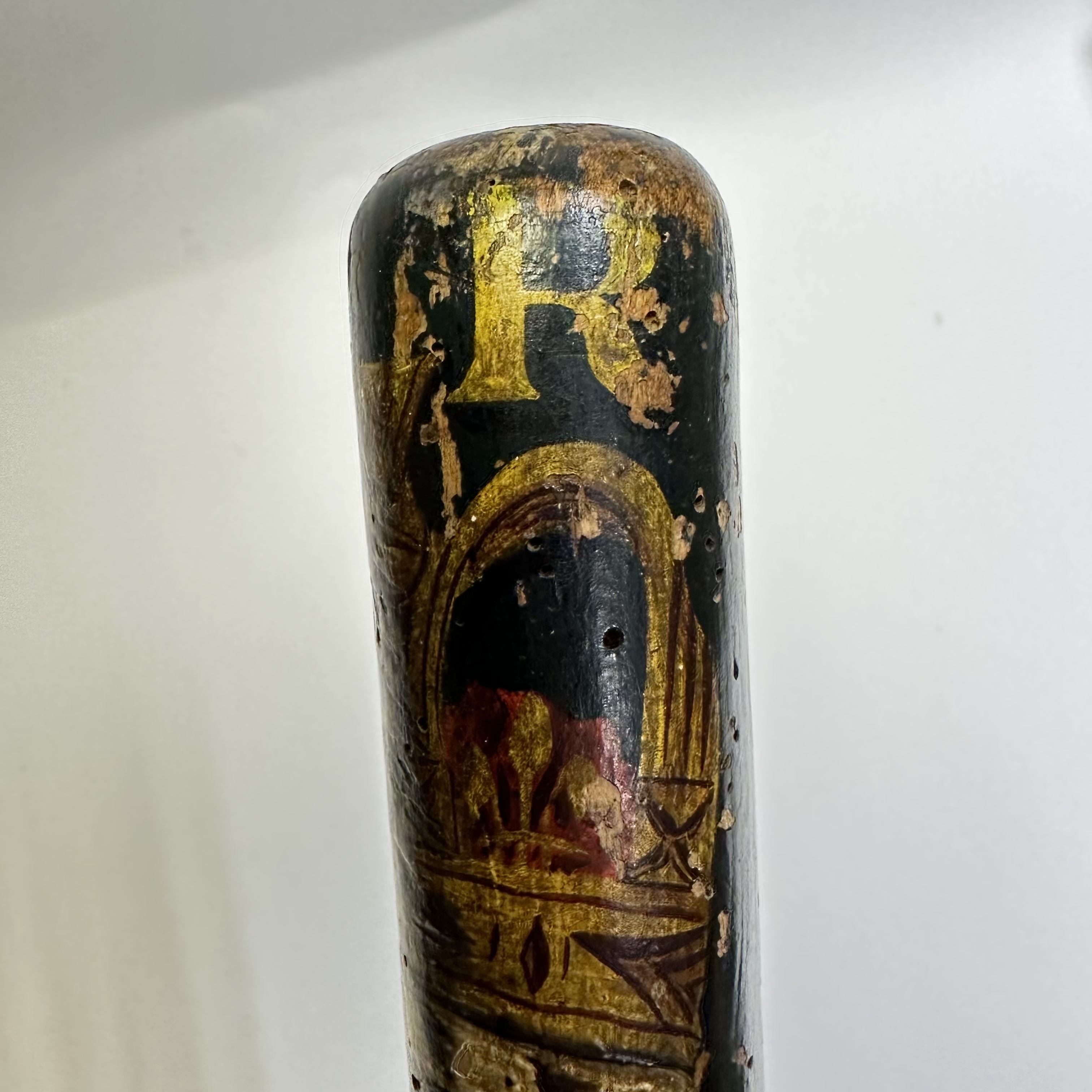 19th Century George IV painted police truncheon decorated with Armorial Crest. Approximately 48cm - Image 3 of 8