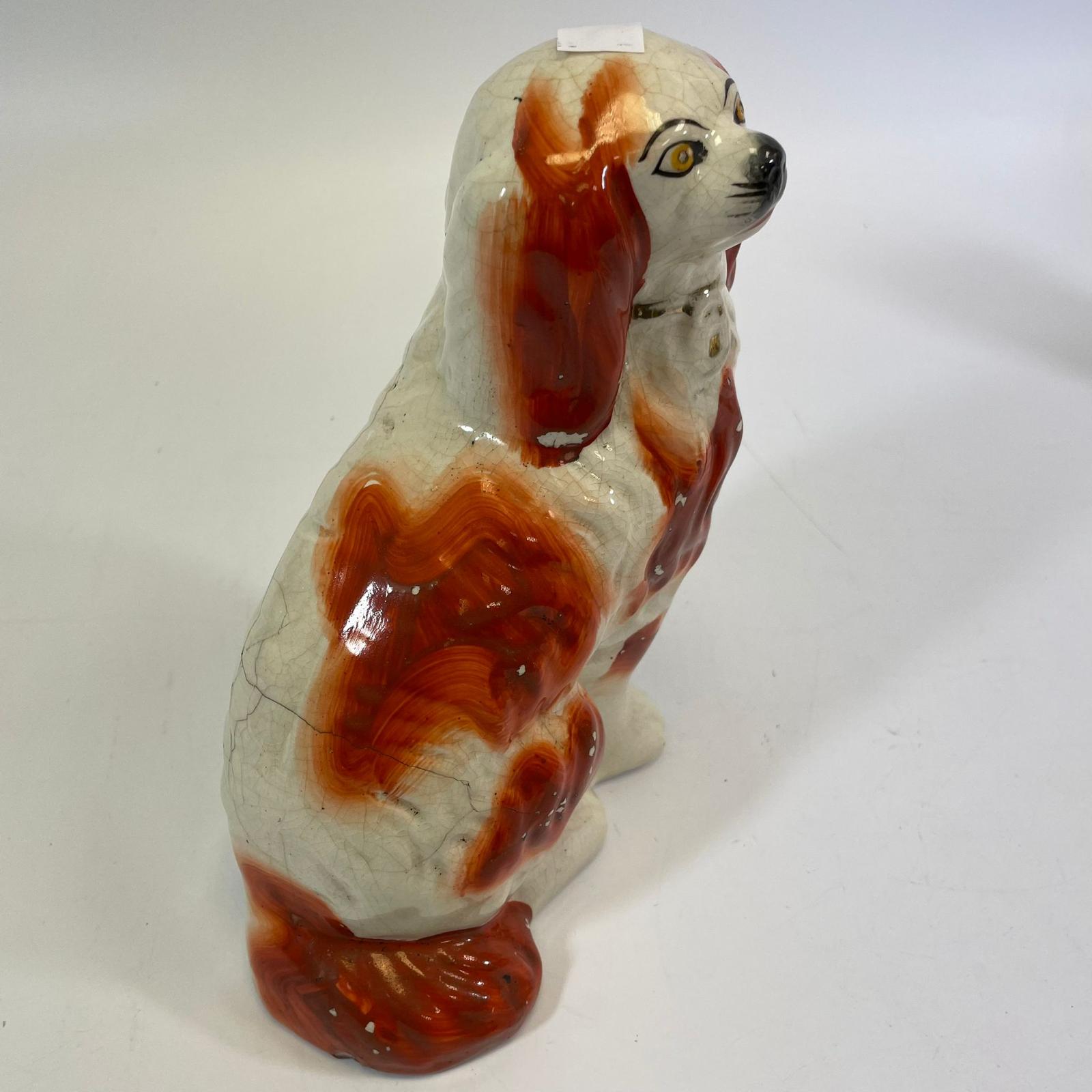 ***AWAY*** A collection of 18 various Staffordshire spaniel dogs. Chips and cracks throughout. - Image 10 of 16